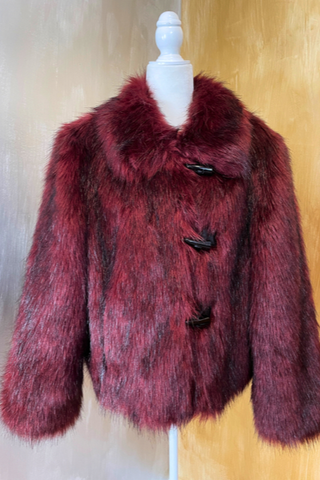 Faux Fur Burgundy Coat L-XL