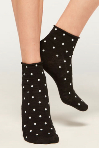 Italian polka dot linen socks