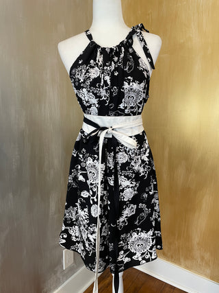 dress black white gold Black and White Print Wear 3 Ways Dress Short XS-M/0-6