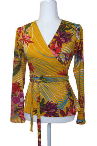 Tracy Gold New York Sunset Print Wrap Top