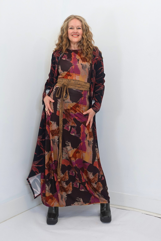 Wear 3 Ways Wine Print Fall Duster