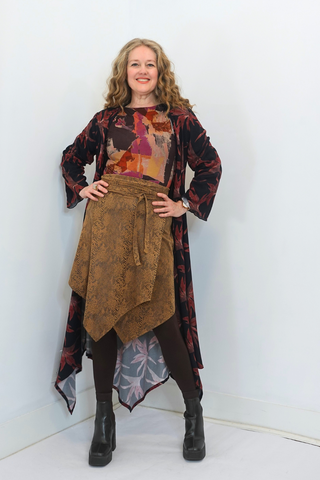 Wear 3 Ways Wine Print Fall Duster