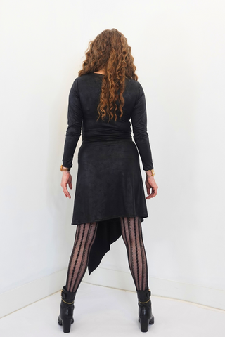 Black Looks Like Leather Knit Wrap Skirt
