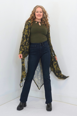 Wear 3 Ways Olive Print Fall Duster