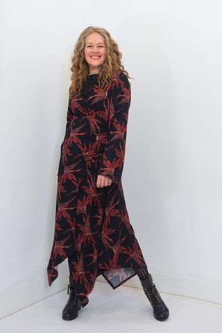 Wear 3 Ways Wine Print Fall Duster