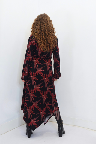 Wear 3 Ways Wine Print Fall Duster