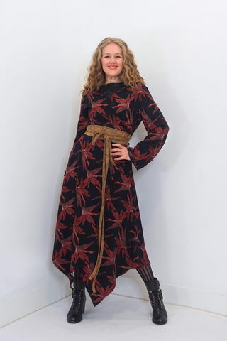 Wear 3 Ways Wine Print Fall Duster