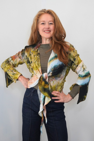 Watercolor Cuff Magic Blouse