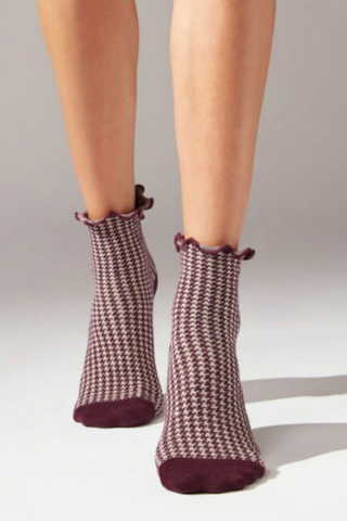 Italian wine burgundy houndstooth socks