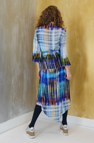 Italian Wrap Dress Blue Print