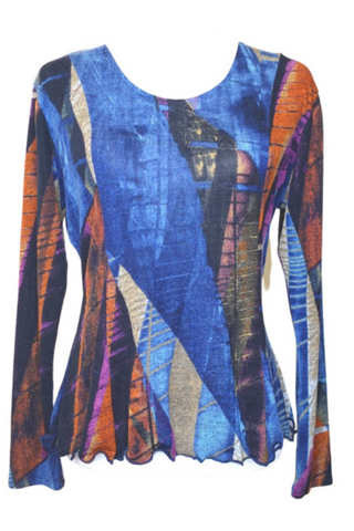 Blue Multi Magic Peplum Top S-M