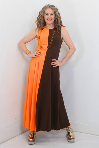 Side By Side Color Block Long Dress