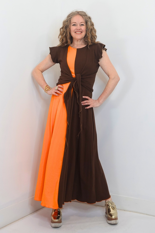 Side By Side Color Block Long Dress