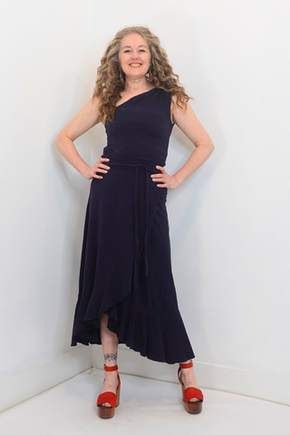 Cotton Knit Ruffle Wrap Skirt